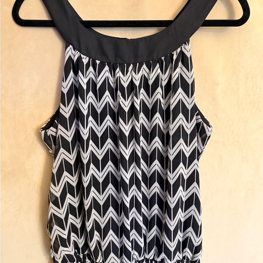 Studio 1940 Black And White Chevron Halter Tank